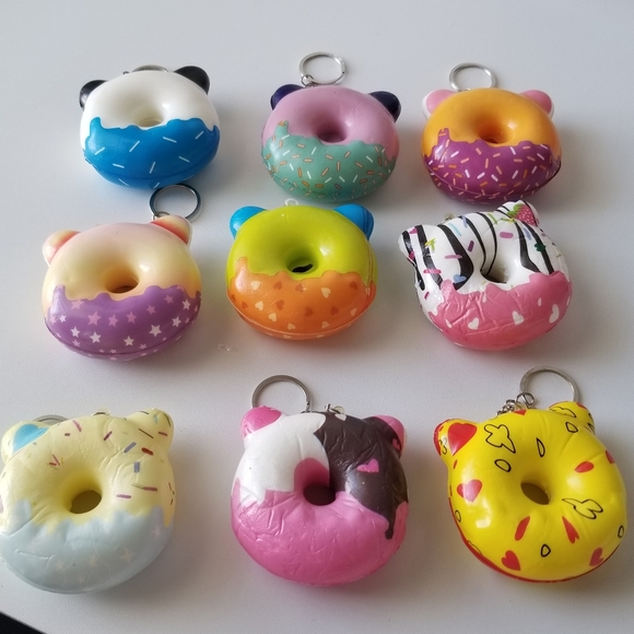 KAWAII Character Kechain Donuts Slow Rising Stress Relief Squishy Keychain - Picture 2 of 14